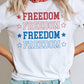 White FREEDOM Stars Print Short Sleeve Graphic Tee