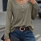 Long Sleeve V-Neck Stitching Henley Top
