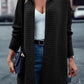 Horizontal Rib Knitted Open Front Hooded Cardigan