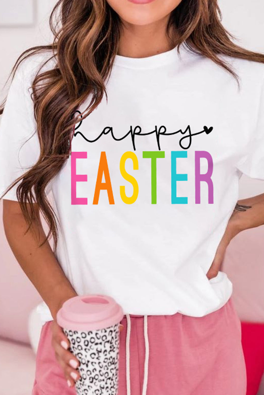 Happy EASTER Round Neck Graphic Tee