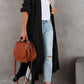 Open Front Side Slit Duster Knit Cardigan