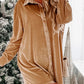 Velvet Button Front Shirt Mini Dress