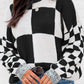 Checkered Print Drop Shoulder Sweater