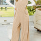 Corded Tie Straps V Neck Wide Leg Jumpsuit