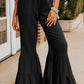 Textured High Waist Ruffled Bell Bottom Pants