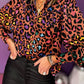 Colorful Leopard Spots Balloon Sleeve Shirt