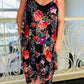 Plus Size Floral Print Thin Straps Maxi Dress