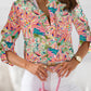 Abstract Floral Print Buttoned Sheath Long Sleeve Shirt