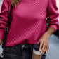 Solid Color Quilted Puff Sleeve Pullover Sweatshirt