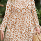 Leopard Print Ruffle Long Sleeve Plus Size Mini Dress