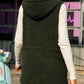 Quilted Side Pockets Stand Neck Hooded Plush Tunic Vest