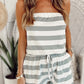 Stripe Print Strapless Tie Waist Romper