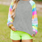 Sequin Color Block Raglan Sleeve Pullover Sweatshirt