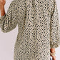 Frilled Neck 3/4 Sleeves Cheetah Blouse
