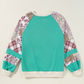 Plaid Vintage Paisley Patchwork Long Sleeve Raglan Top