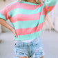 Contrast Striped Drop Shoulder Loose Sweater