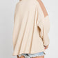 Oversized Knit Top With Waffle Contrast
