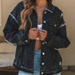 Flap Pocket Distressed Button-Up Denim Jacket