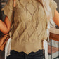 Hollowed Knit Scalloped Trim High Neck Sweater