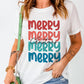 Merry Christmas Letter Print Crew Neck T Shirt