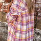 Plaid Print Rounded Hem Shirt Jacket