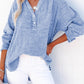 Crinkle Textured Loose Henley Top