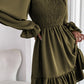 Smocked Puff Sleeve Ruffle Mini Dress
