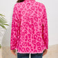 Leopard Print Button Cuffs Raw Hem Jacket