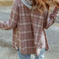 Plaid Contrast Hooded Drawstring Shacket