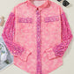 Mineral Wash Sequin Patchwork Flap Pocket Shacket