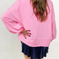 Solid Color Buttoned Neckline Loose Sweatshirt