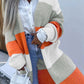 Striped Color Block Drop Shoulder Midi Cardigan