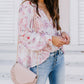 Vibrant Floral Printed Ruffle Trim Blouse