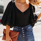 Solid Color Off The Shoulder Puff Sleeve Bodysuit
