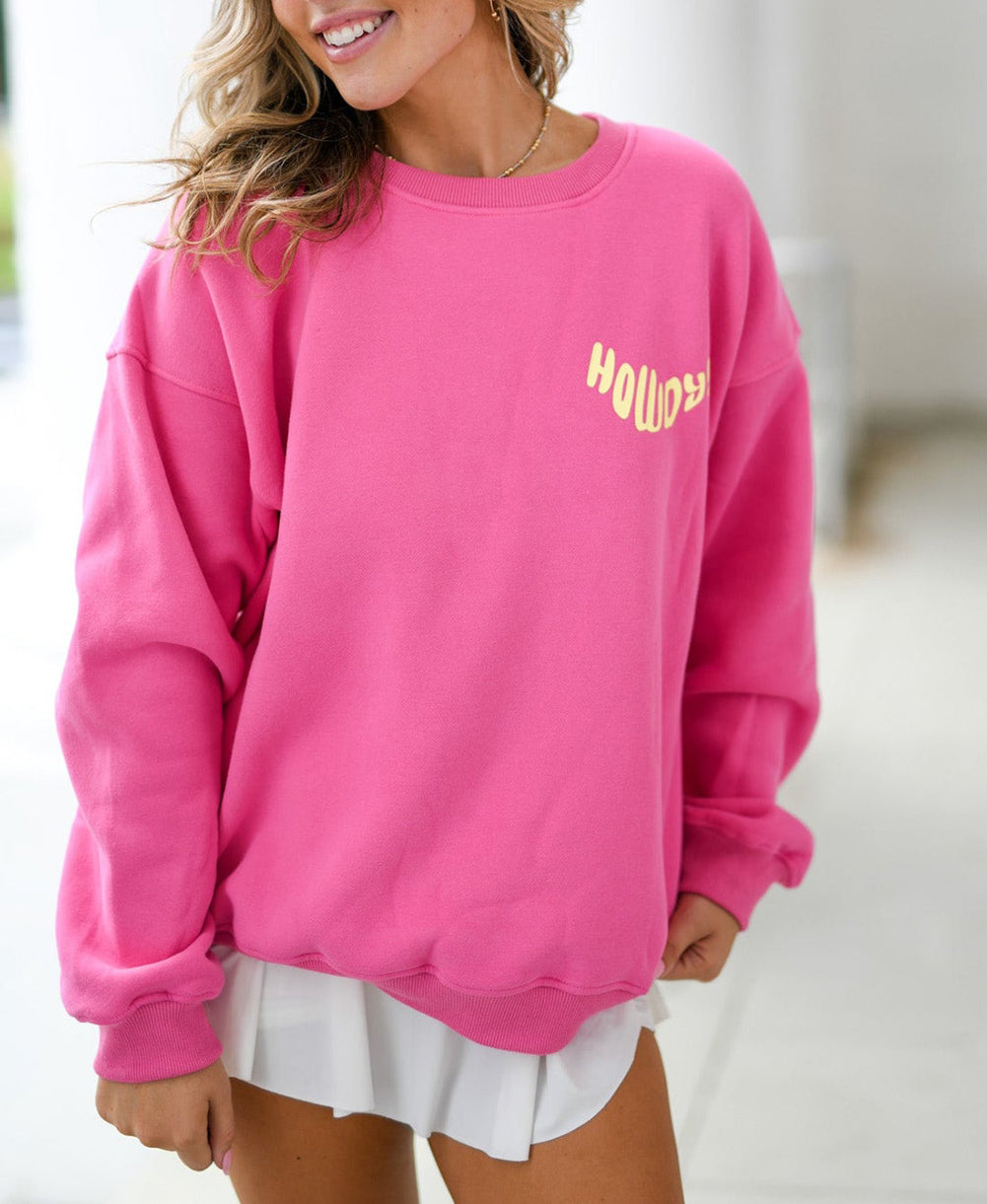 HOWDY Back Western Graphic Pullover Sweatshirt