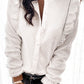 Quilted Ruffled Buttons Crew Neck Shirt