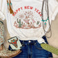 HAPPY NEW YEAR Western Pattern Crewneck T Shirt