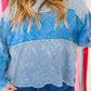 Plus Size Waffle Knit Patchwork Drop Shoulder Top