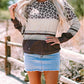 Leopard Color Block Crewneck Long Sleeve Top