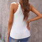 Scalloped Edge Rib Knit Sleeveless Tank Top