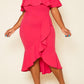 Ruffled Off Shoulder High Low Plus Size Dress