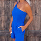 One Shoulder Invisible Zip Side Pocketed Romper