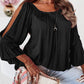 Lace Crochet Cut-Out Bracelet Sleeve Ruffle Blouse