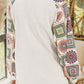 Aztec Print Raglan Sleeve Henley Sweatshirt