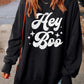 Hey Boo Print Drop Sleeve Side Split Oversized Sweatshirt