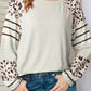 Leopard Striped Raglan Sleeve Pullover