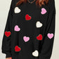 Heart Shaped Chenille Embroidered Crew Neck Sweatshirt
