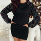 Sequin Raglan Sleeve Crewneck Pullover Sweatshirt