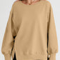 Exposed Seam Drop Shoulder Slit High Low Hem Sweatshirt
