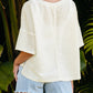 V Neck Textured Split Hem Oversized Top